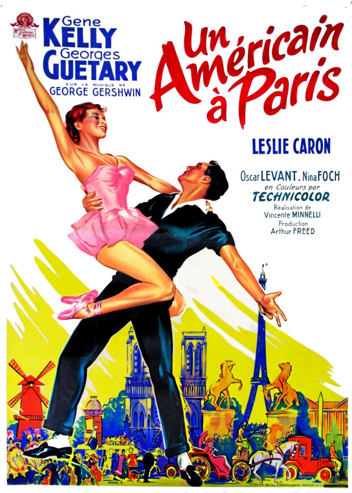 "Un Américain à Paris", directed by Vincente Minnelli, French Film Poster, c. 1951.