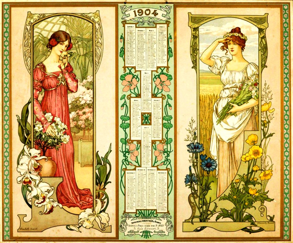 SONREL, Elisabeth.  Calendar, 1904.