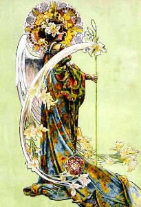 HINGRE, Louis-Théophile.  🇫🇷  Angel with lilies.