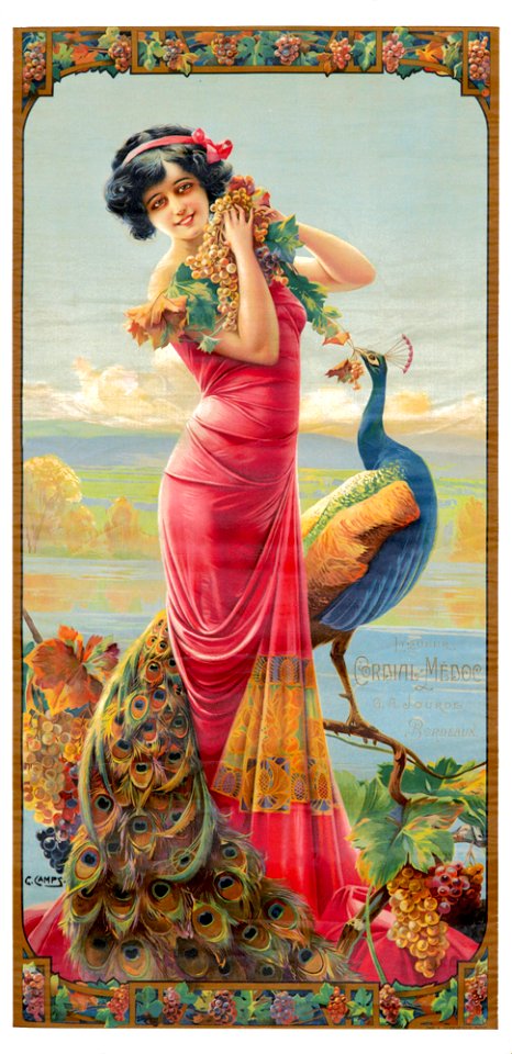CAMPS i JUNYENT, Gaspar (1874-1942).  🇪🇸  Cordial Médoc [pavo real], c. 1905.