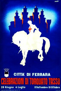 CARAMBA (Carlo RAMBALDI, 1925-2012.  🇮🇹  Città di Ferrara, Celebrazioni di Torquato Tasso, 1954.