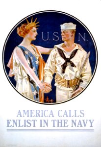 LEYENDECKER, Joseph Christian. 🇺🇸 America Calls, Enlist in the Navy, 1917.