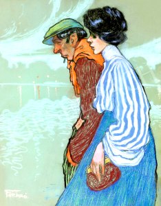 FARAGÓ, Géza (1877-1928). Fiatal lány csíkos blúzban (Séta az esti tóparton)