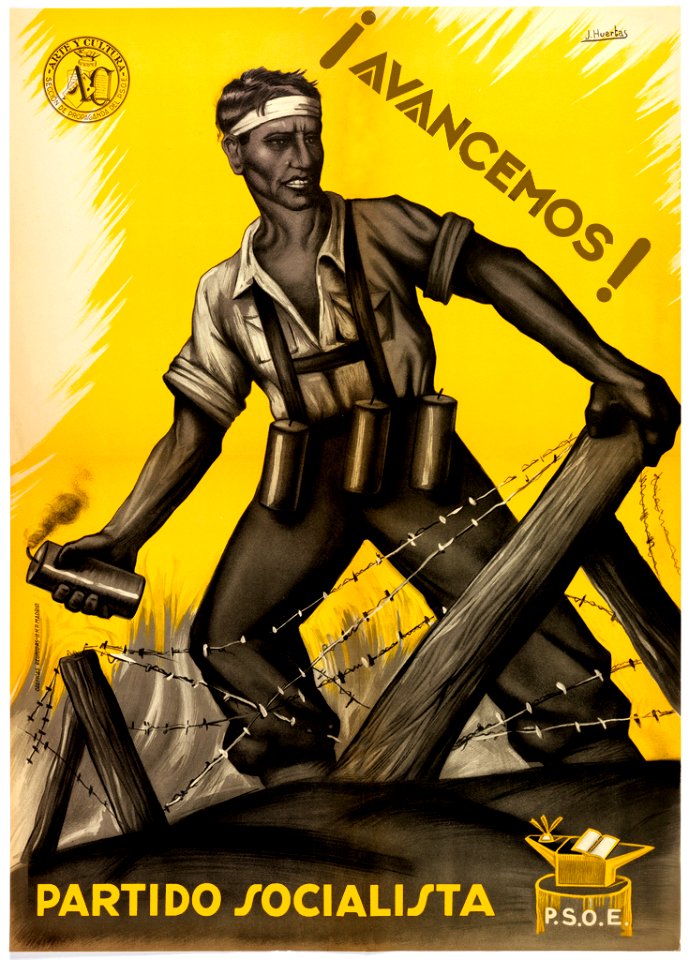 Spanish Republic poster, "¡Avancemos!, Partido Socialista PSOE", c. 1937.