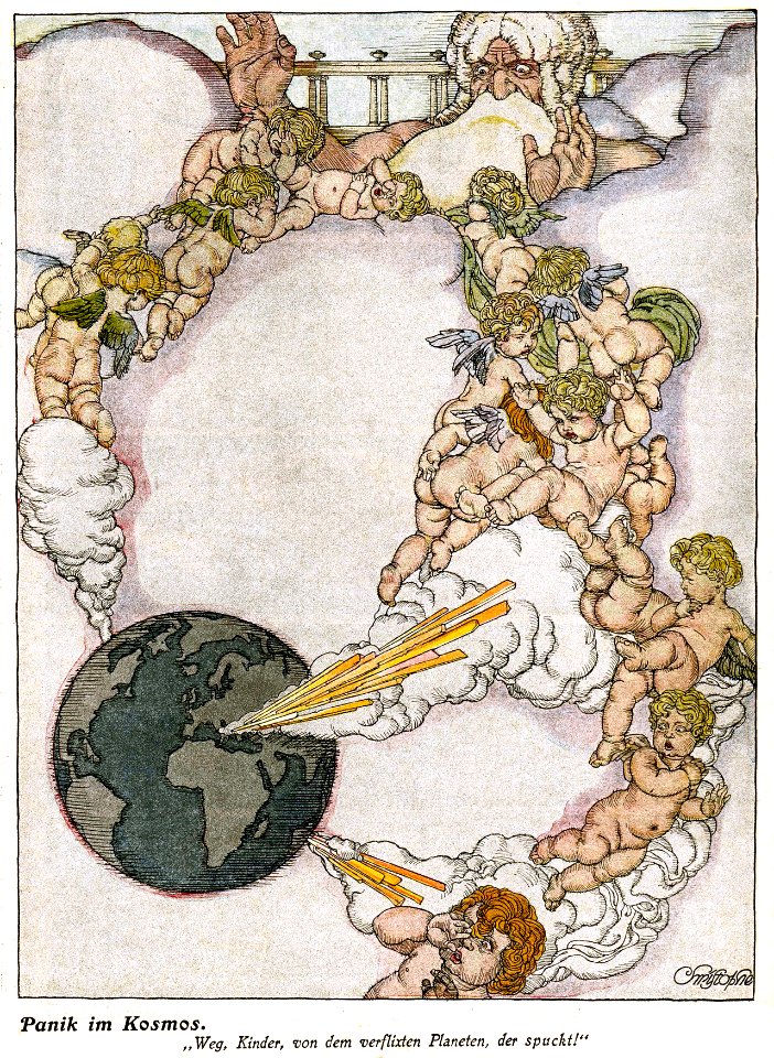 CHRISTOPHE, Franz (1875-1946). ‘Panik im Kosmos’, “Lustige Blätter”, Vol. 21, Nº 25, 1906.