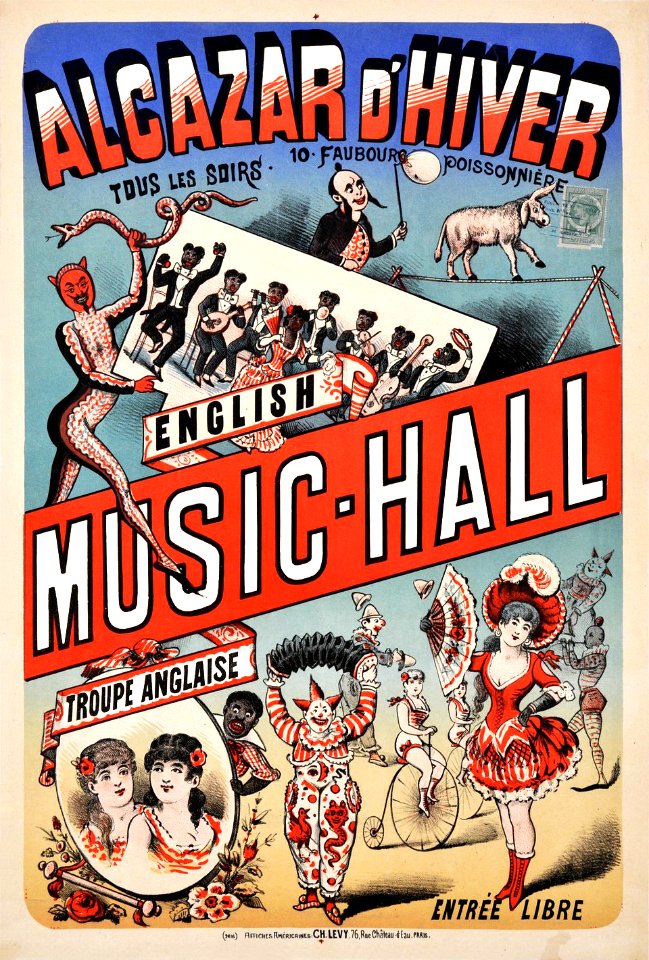 LÉVY, Charles. Alcazar d'Hiver, English Music-Hall, c. 1895.