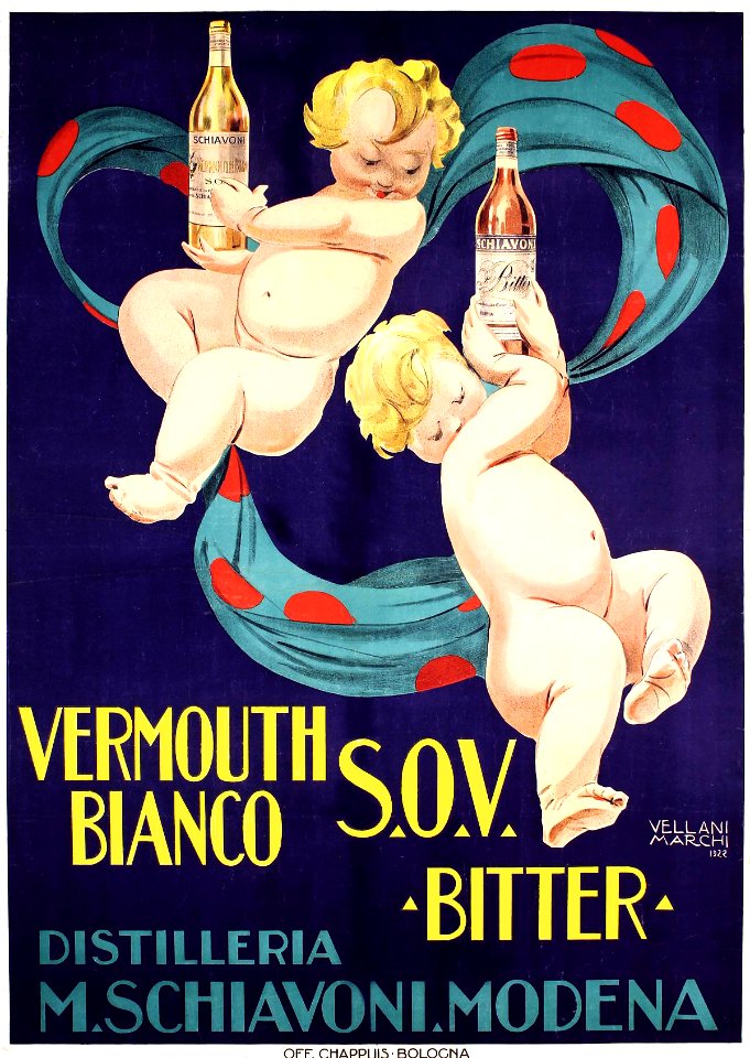 MARCHI, Mario Vellani (1895-1979). Distilleria M. Schiavoni, Vermouth Bianco, 1922.