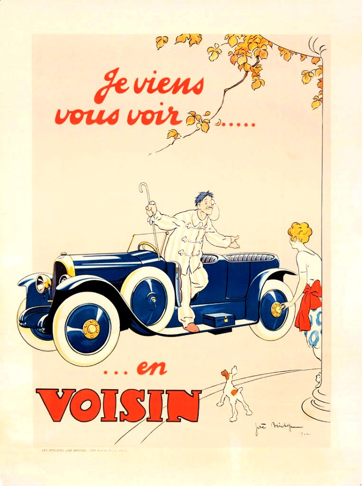 BRIDGE, Joë (Jean BARREZ, 1886-1967). Je viens vous voir ...en Voisin, 1922.