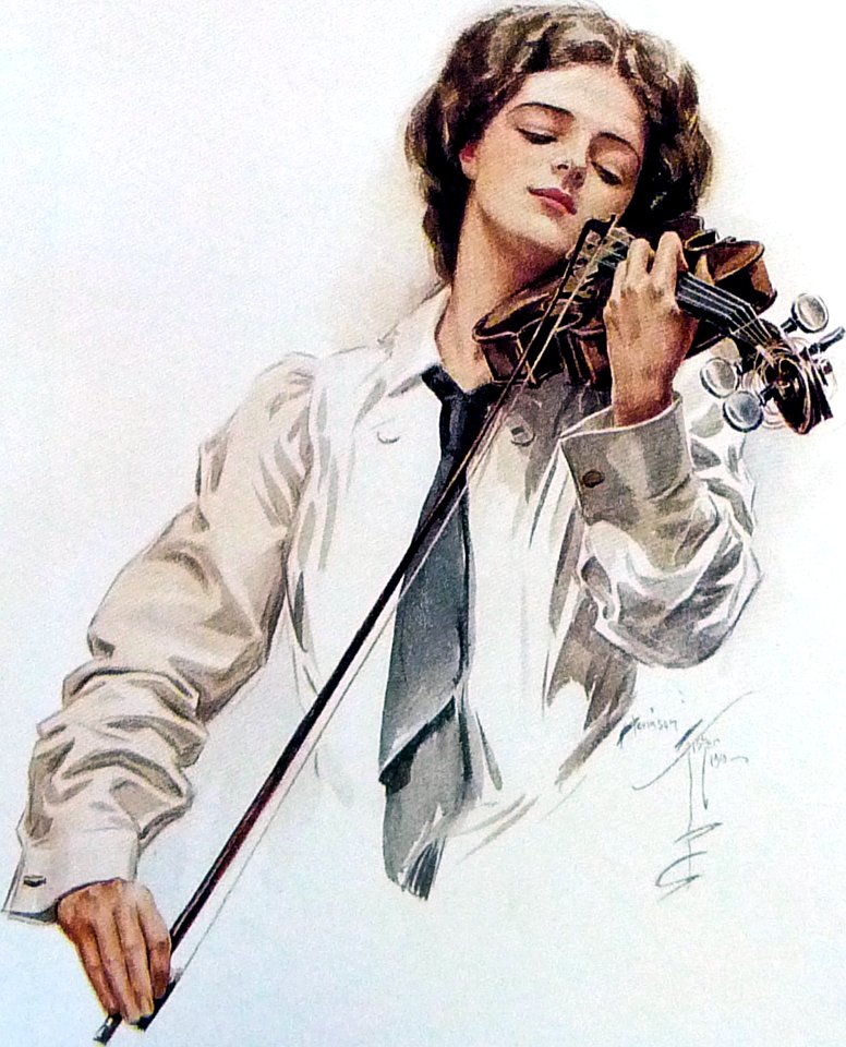 FISHER, Harrison (1875-1934). 🇺🇸   [violin player], c. 1910.