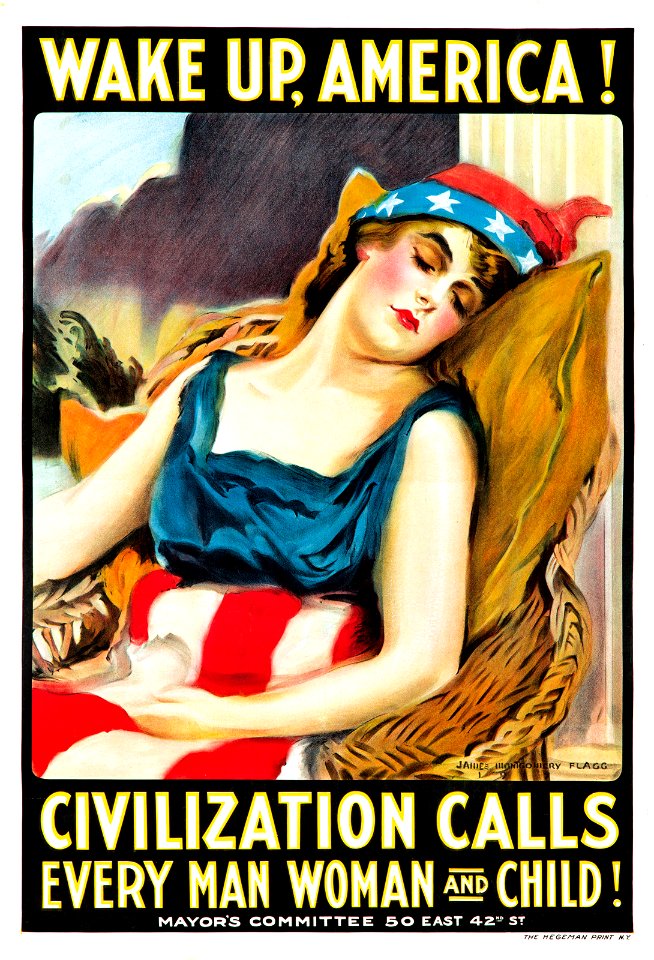 FLAGG, James Montgomery (1870-1960). 🇺🇸  Wake up America!, 1917.