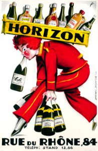 FONTANET, Noel (Noël). 🇨🇭 Magasin de vins Horizon, c. 1925.. Free illustration for personal and commercial use.