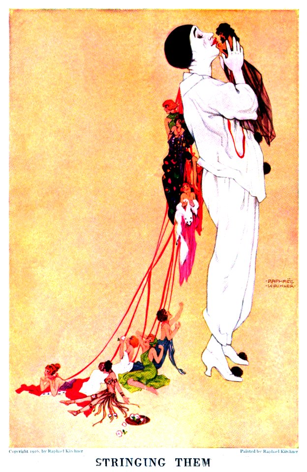 KIRCHNER, Raphael (1876-1917). "Stringing Them", Puck, Sept. 30, 1916.