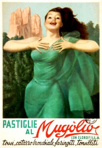 BOCCASILE, Gino (1901-1952). 🇮🇹 Pastiglie al Mugòlio con Clorofilla.. Free illustration for personal and commercial use.