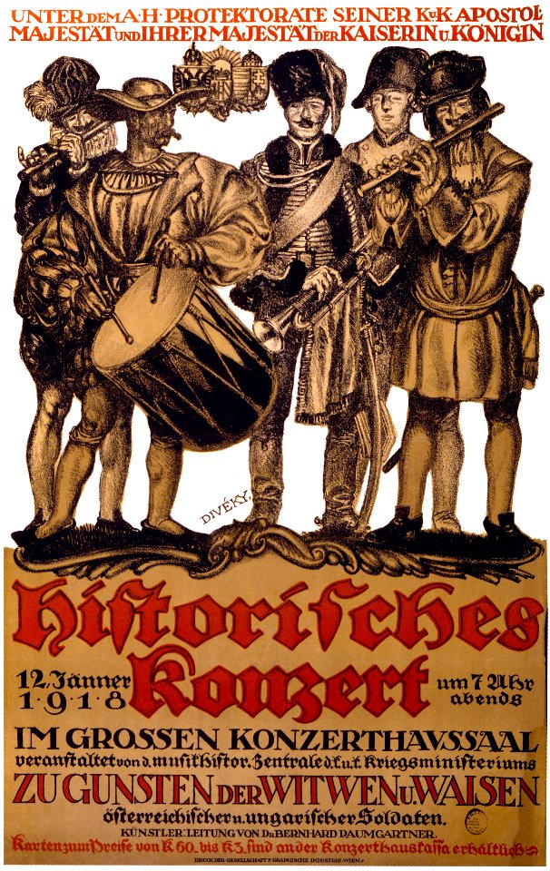 DIVÉKY, Josef von (1887-1951).  Historisches Konzert, zu Gunsten der Witwen und Waisen, Jan. 1918.
