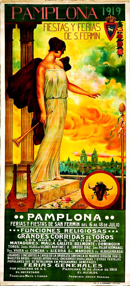 ZUBIRI, E.  Pamplona, Fiestas y ferias de San Fermín, 1919.