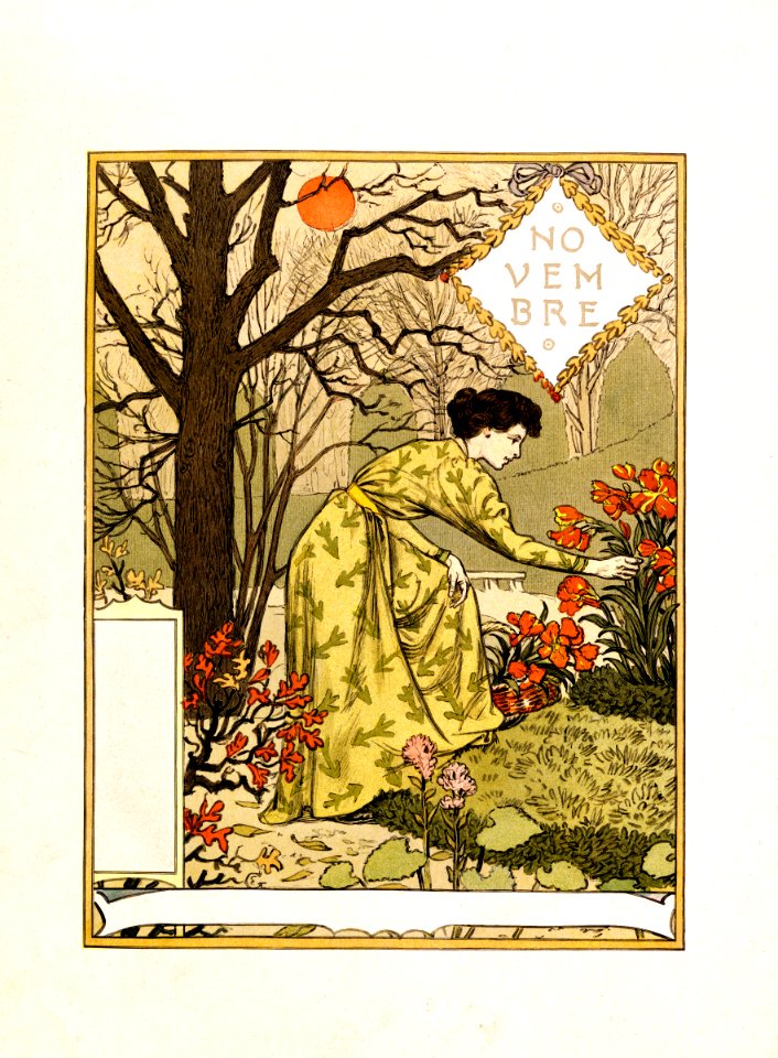 GRASSET, Eugène. Novembre, La Belle Jardinière, 1896.. Free illustration for personal and commercial use.