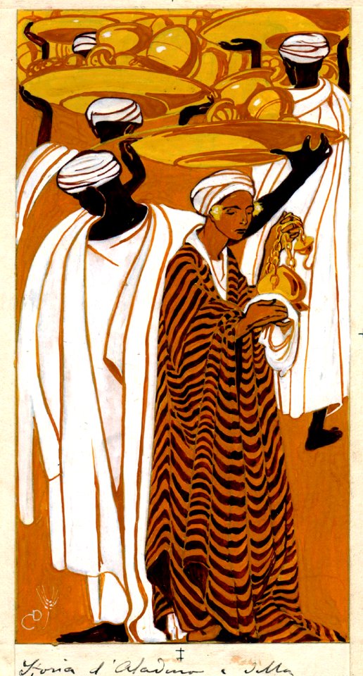 CAMBELLOTTI, Duilio  (1876-1960).  🇮🇹  "Storia di Aladino e della lampada magica" from The Arabian Nights.