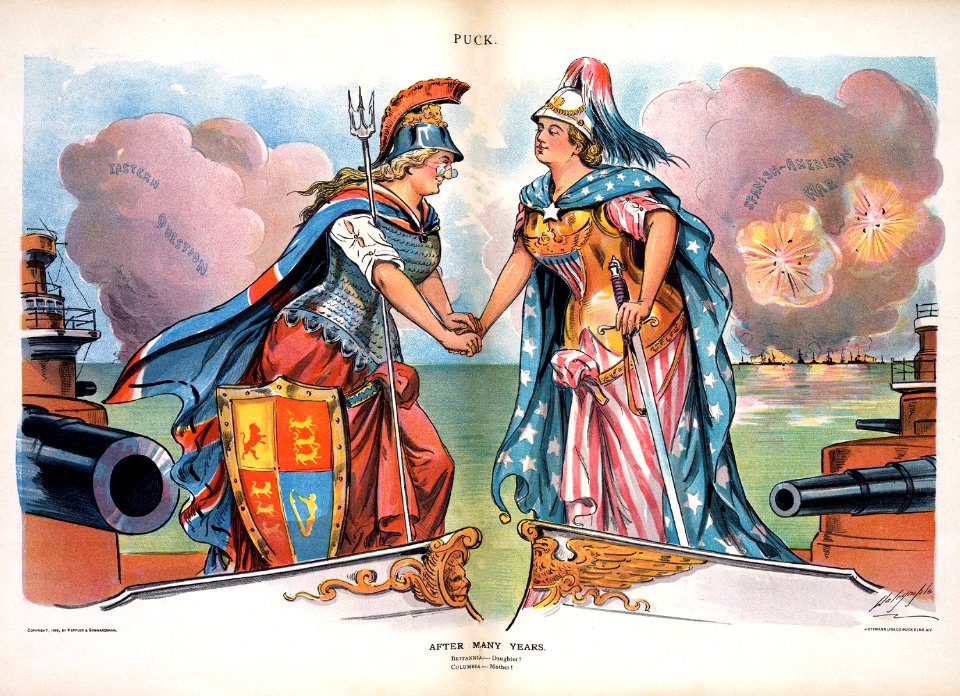 DALRYMPLE.  "After Many Years", Britannia and Columbia, Puck Magazine, 1898.