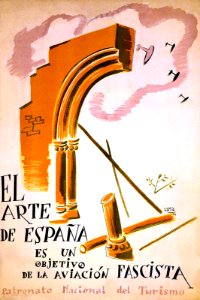 GAYA, Ramón. El arte de España es un objetivo de la aviación fascista, 1937.. Free illustration for personal and commercial use.