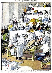 WELLNER, Wilhelm Anton (1859-1939). ‘Die Vivisection des Menschen’ (The Vivisection of Humans), “Lustige Blätter”, 1899.. Free illustration for personal and commercial use.