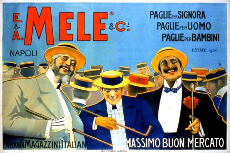 VILLA, Aleardo. Un'allegra giornata, Grandi Magazzini Italiani, Mele di Napoli, 1900.
