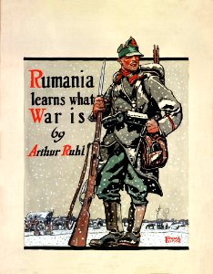 PENFIELD, Edward. 🇺🇸 Cover illustration for Romania Learns What War Is by Arthur Ruhl, c. 1917.