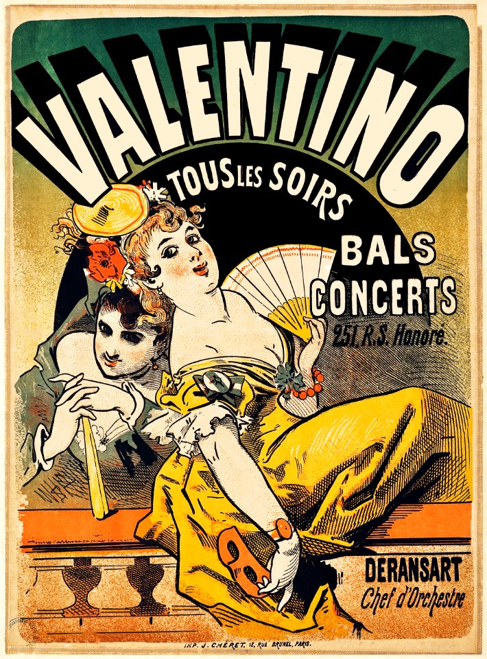 CHÉRET, Jules (1836-1932). 🇫🇷  Valentino, Tous les Soirs, Bals Concerts, 1872.