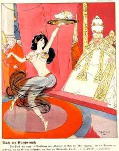 JÜTTNER, Franz (1865-1926). ‘Auch ein Kompromiss’, “Lustige Blätter”, 1908.. Free illustration for personal and commercial use.