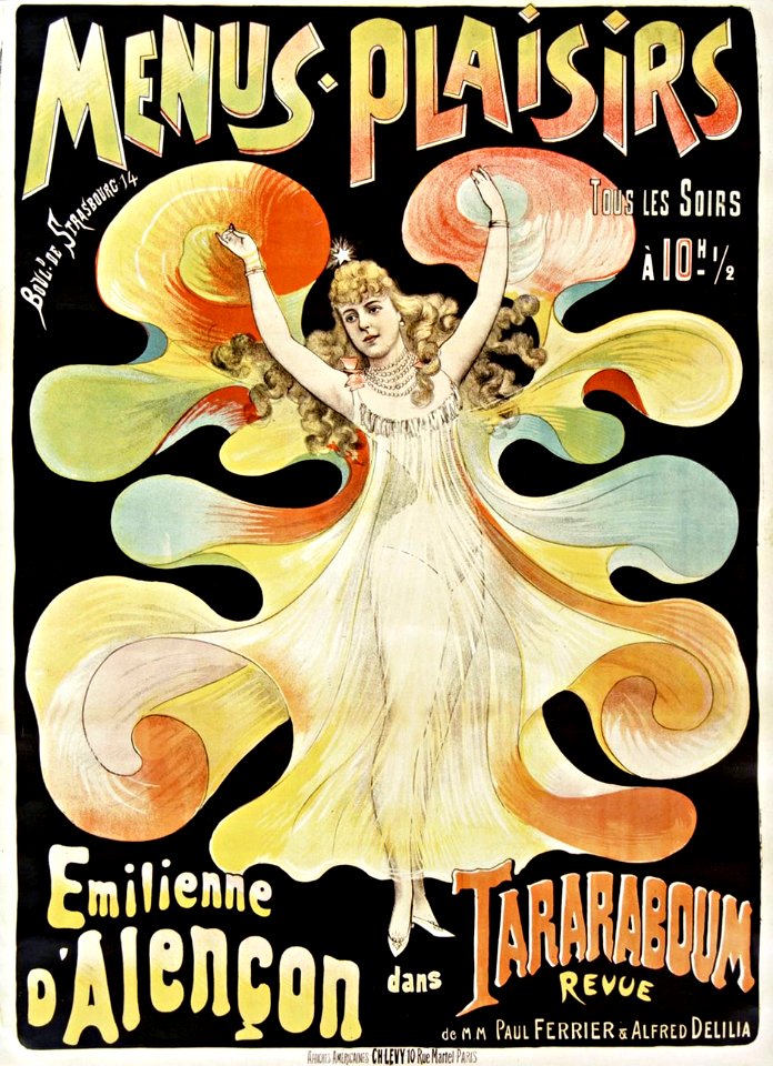LÉVY, Charles. Menus Plaisirs, Emilienne d'Alençon, c. 1890s.