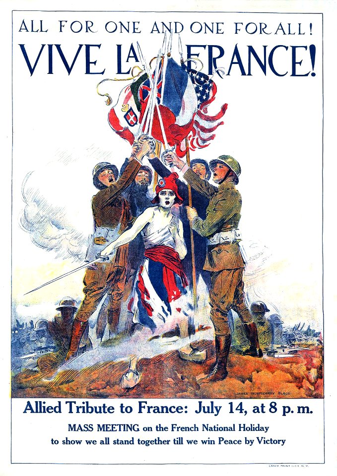 FLAGG, James Montgomery (1870-1960). 🇺🇸  "Vive La France, c. 1918.