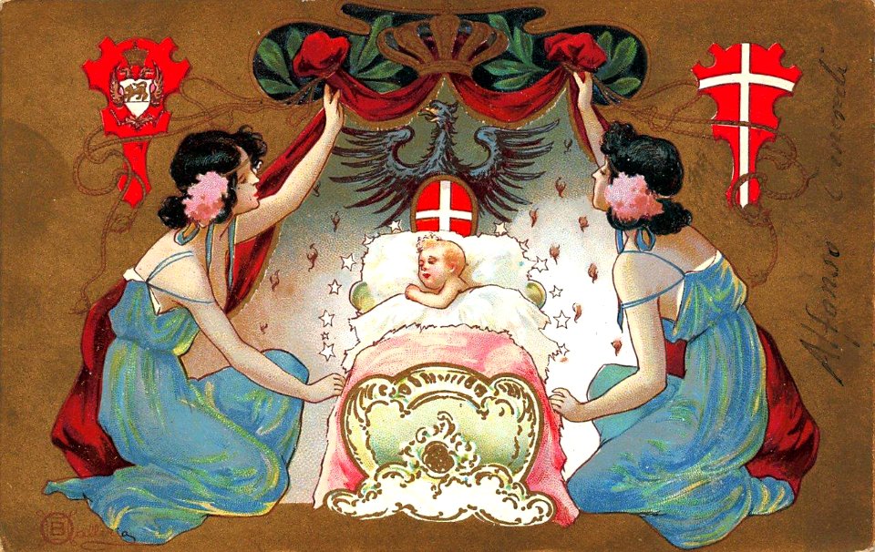 BALLERIO, Osvaldo.  Birth Announcement of Prince Umberto of Savoy, 1904.