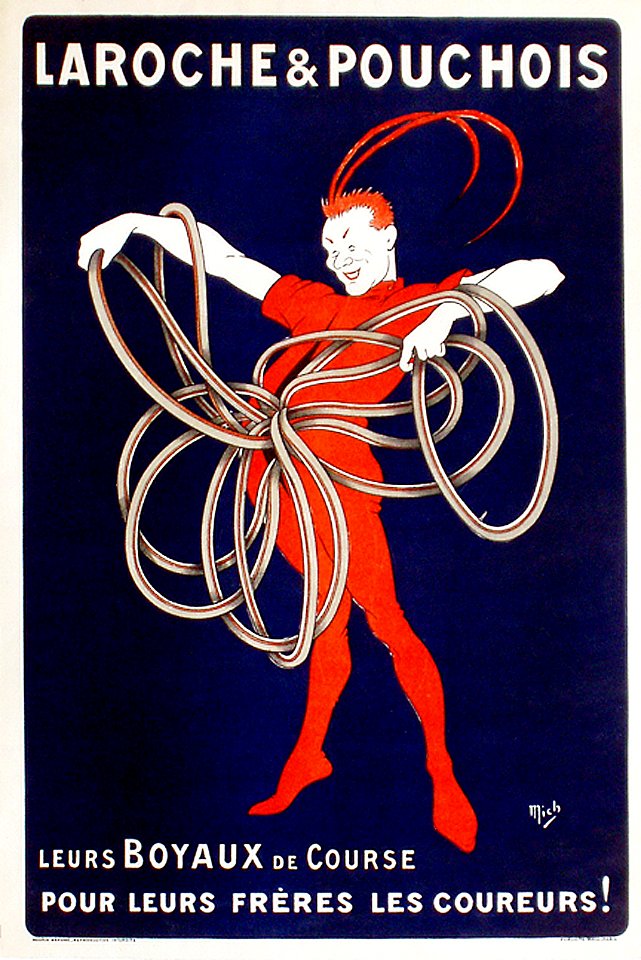 MICH (Michel Liebeaux 1881-1923).  Laroche & Pouchois, "Leurs Boyaux de Course pour leurs Frères les Coureurs!"