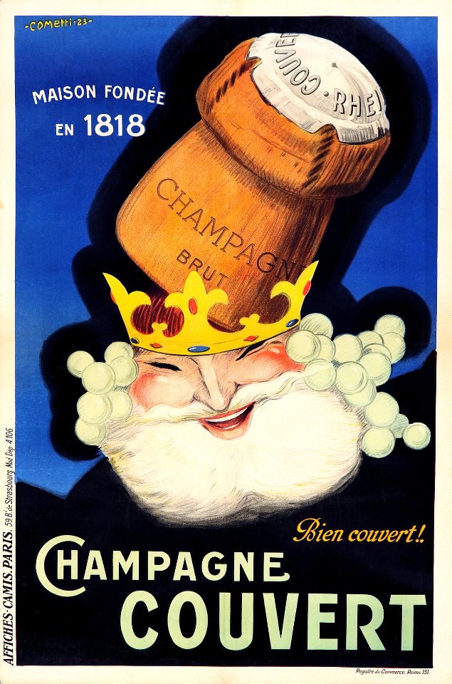 COMETTI, A.  Champagne Couvert, 1923.