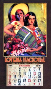 DRECHSLER, Armando. 🇲🇽  Dos Amigas, calendario, Lotería Nacional, 1941.
