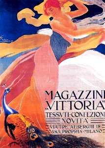 MAZZA, Aldo. 🇮🇹  Magazzini Vittoria, Tessuti-Confezione, Novità, Milano, 1909.