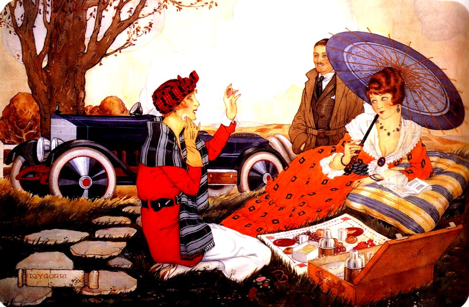LOYGORRI PIMENTEL, José.  Cover of Blanco y Negro, Merienda de los automovilistas, 1921.
