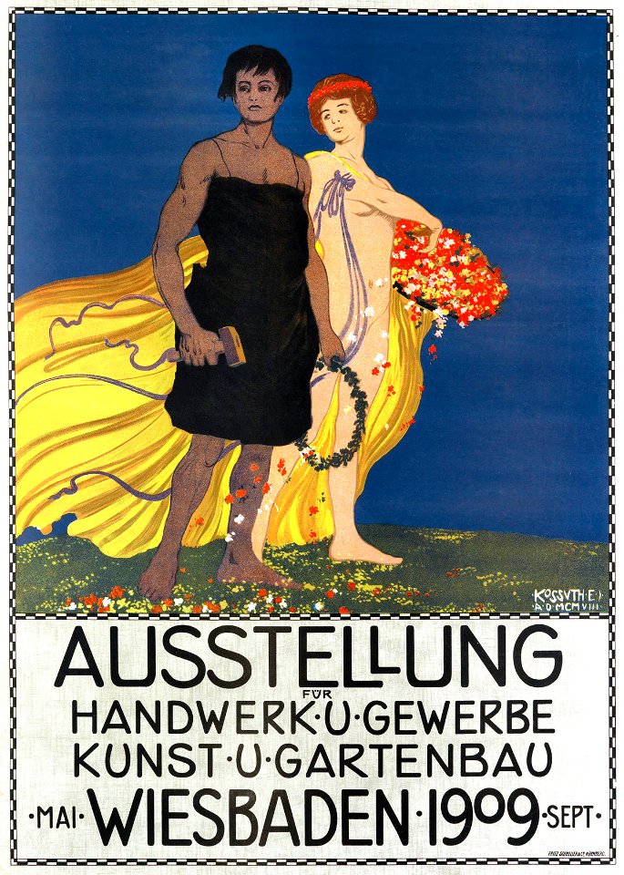 KOSSUTH, Egon Josef.  Ausstellung für Handwerk und gewerbe Kunst und Gartenbau, Wiesbaden, 1908.