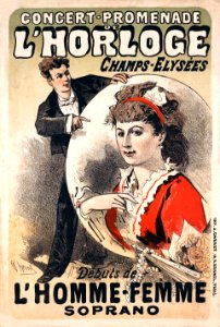 CHÉRET, Jules (1836-1932). 🇫🇷  Concert-Promenade de L'horloge, Débuts de l'Homme-Femme Soprano, 1876.