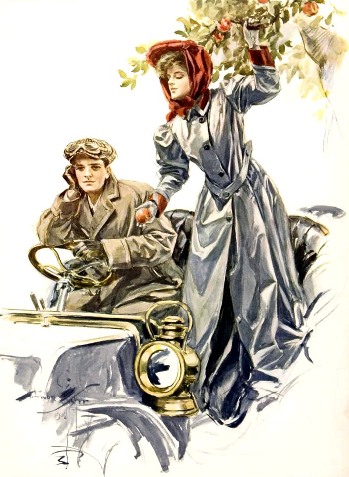 FISHER, Harrison (1875-1934). 🇺🇸  [couple driving] 1906.