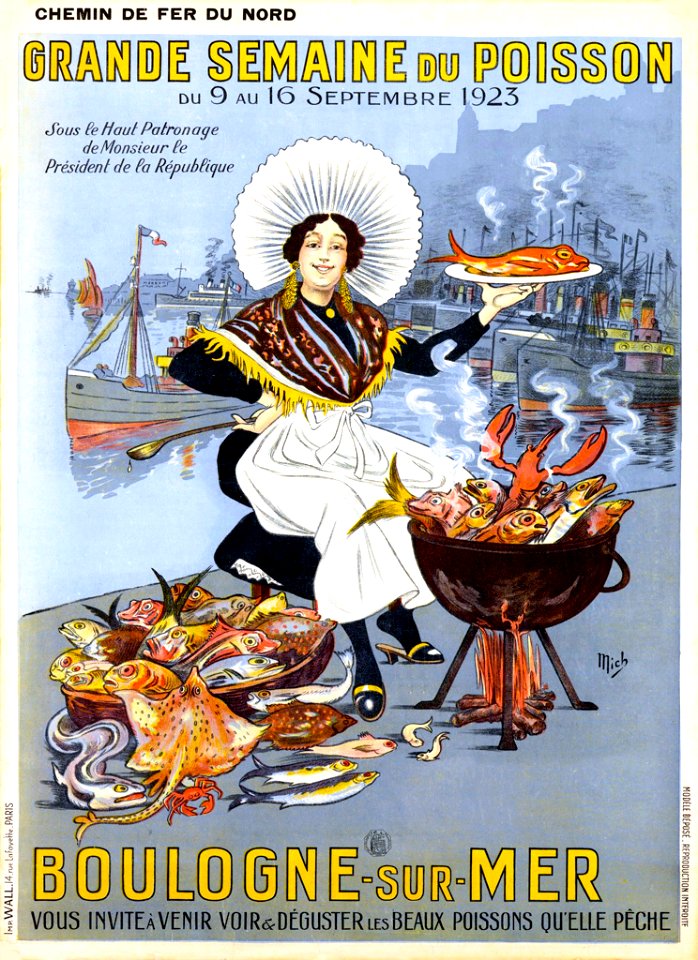 MICH (Michel LIEBEAUX).  Grande Semaine du Poisson, Boulogne-sur-Mer, 1923.