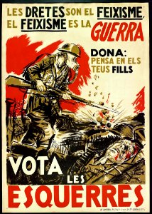 ARTECHE, Cristóbal. Les dretes son el feixisme, El feixisme es la Guerra, Vota les Esquerres, 1936.. Free illustration for personal and commercial use.