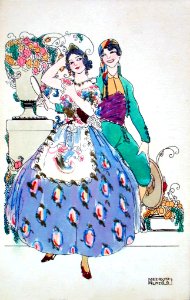 MEZQUITA ALMER, Juan.  [Postcard of a Valencian couple.]