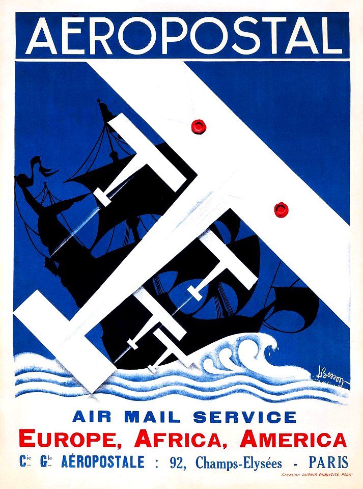 BESSON, L.  Aéropostal, Air Mail Service Europe, Africa, America, 1930.