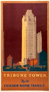 ERICKSON, Norman.  Tribune Tower by the Chicago Rapid Transit, 1925.