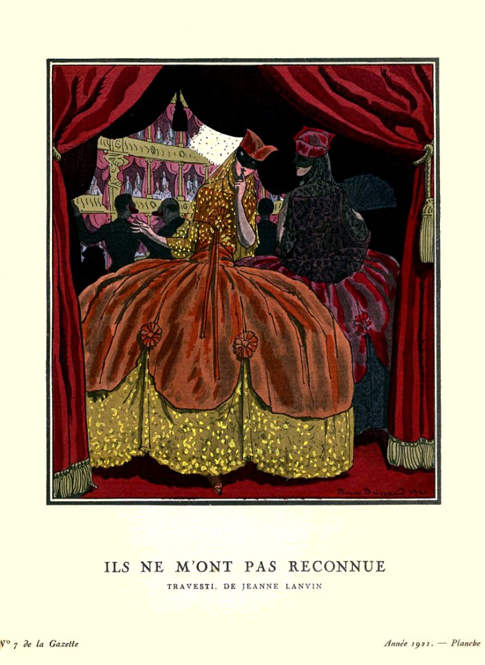 BRISSAUD, Pierre. "Ils ne m'ont pas reconnue", Travesti de Jeanne Lanvin, Gazette du Bon Ton, 1921