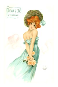 Raphael Kirchner postcard. Free illustration for personal and commercial use.