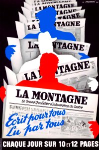 FALCUCCI, Robert (1900-1989). Ad for La Montagne newspaper, 1950.. Free illustration for personal and commercial use.