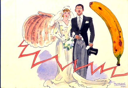 PENAGOS, Rafael de. La Boda [The Wedding], 1931.. Free illustration for personal and commercial use.