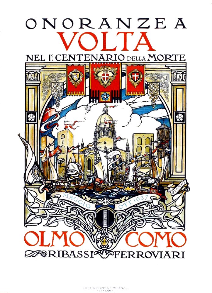 CISARI, Giulio.  Onoranze a Volta nel 1o Centenario della Morte, 1926.