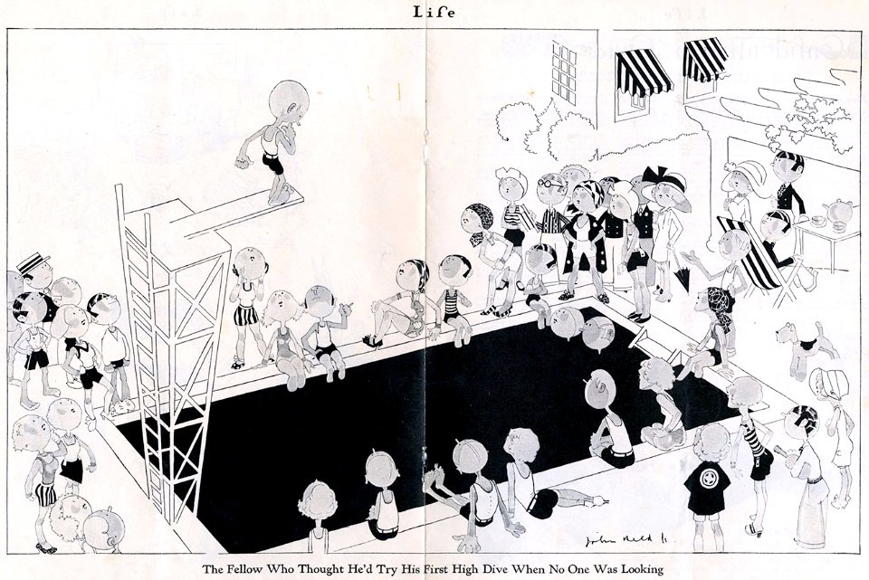 HELD, John Jr.  "The Fellow Who Thought.. High Dive", Life magazine, c. 1920s.
